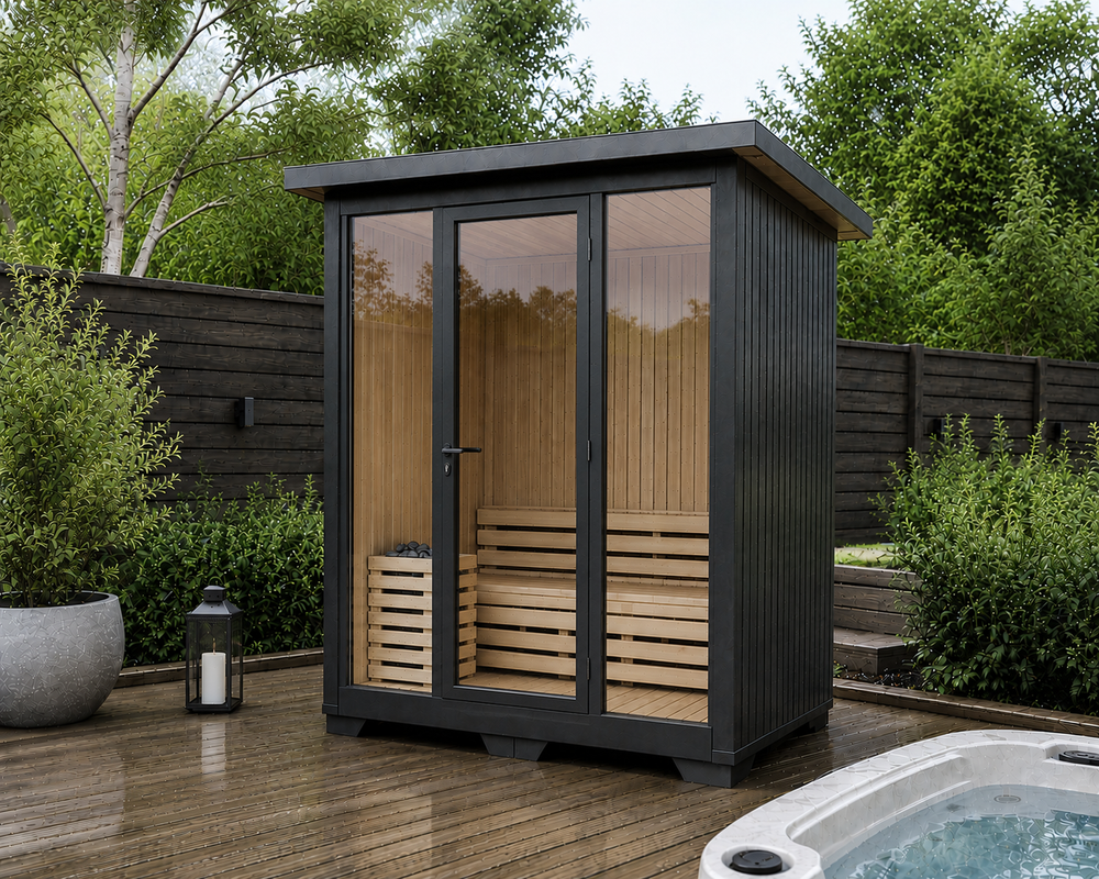 2-Person Black Jaguar Outdoor Traditional Sauna