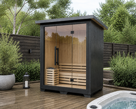 2-Person Black Jaguar Outdoor Traditional Sauna