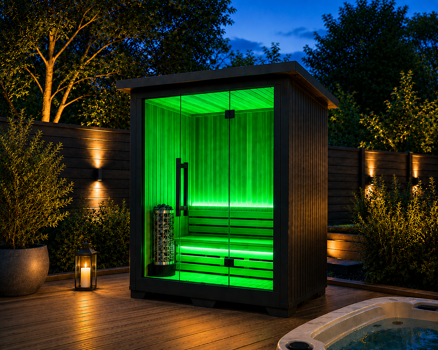 2-Person Black Outdoor Traditional Sauna