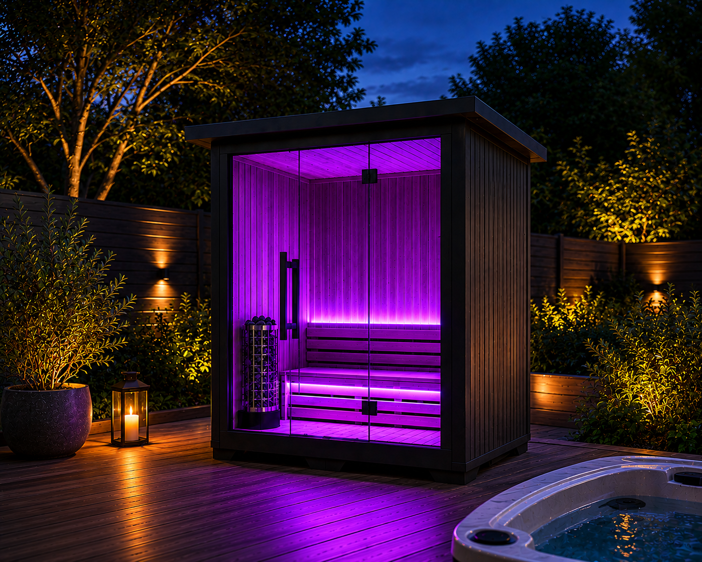 2-Person Black Outdoor Traditional Sauna