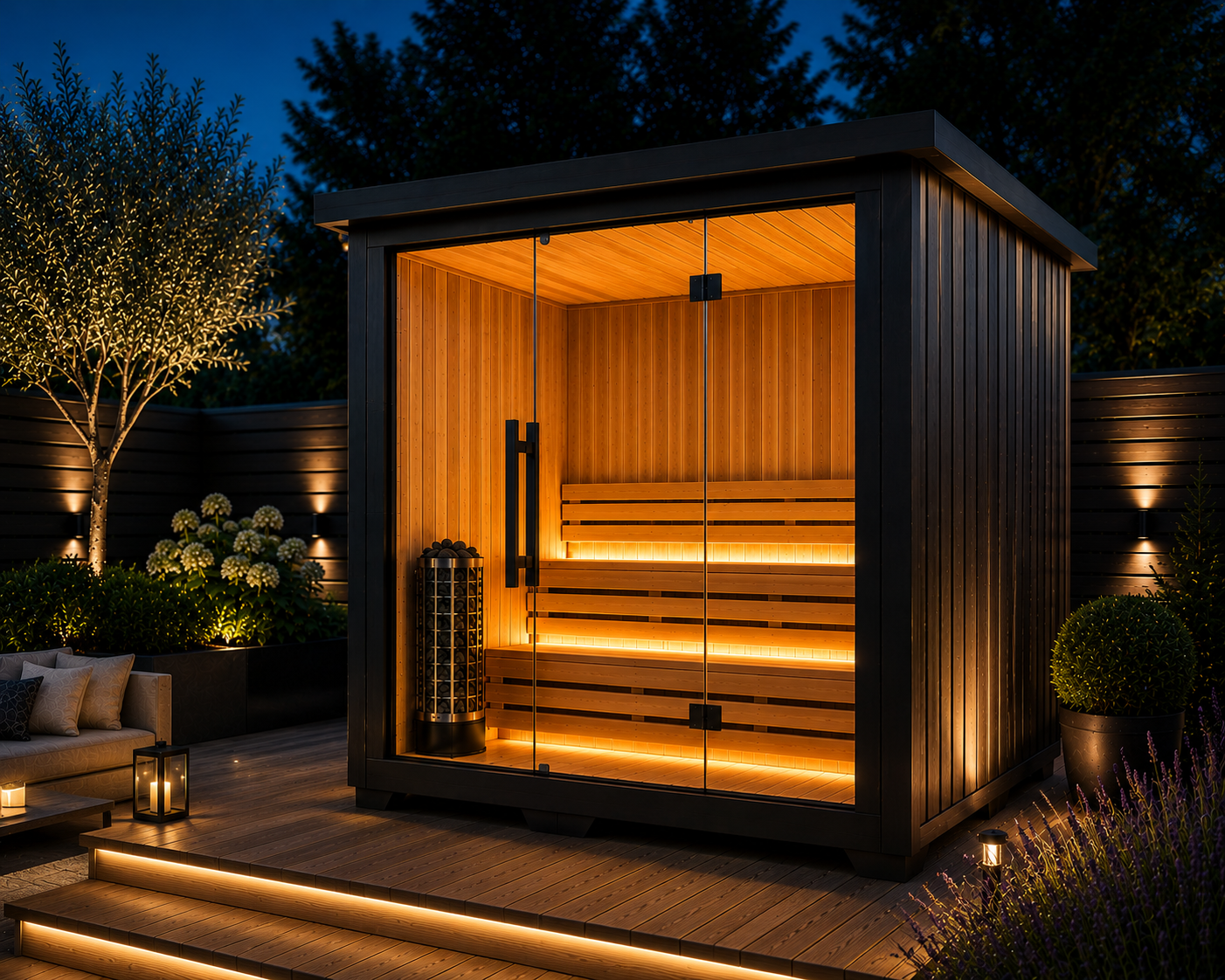 6 Person Black Outdoor Traditional Sauna
