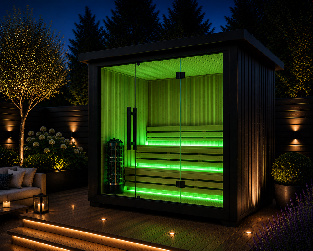 6 Person Black Outdoor Traditional Sauna