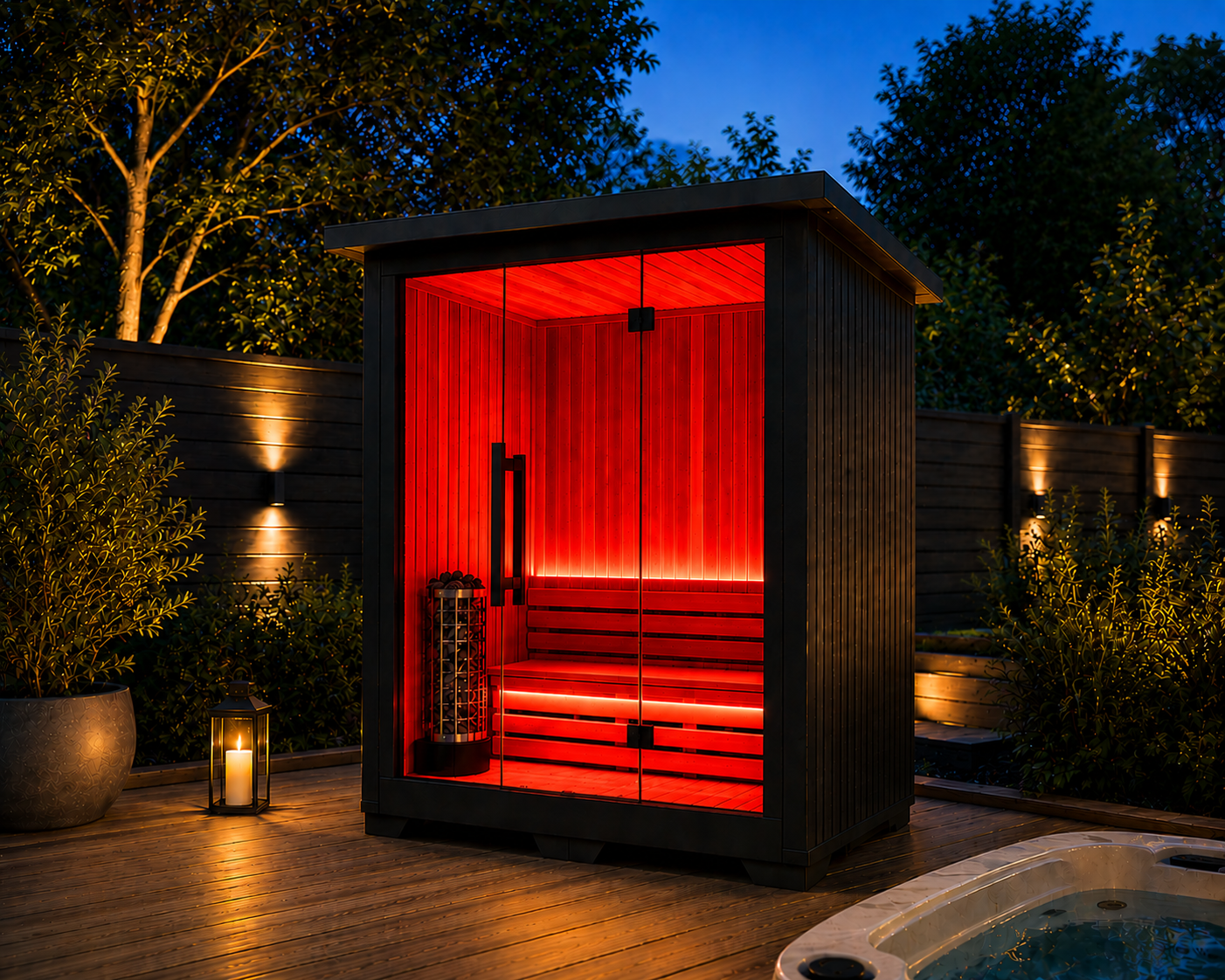 2-Person Black Outdoor Traditional Sauna