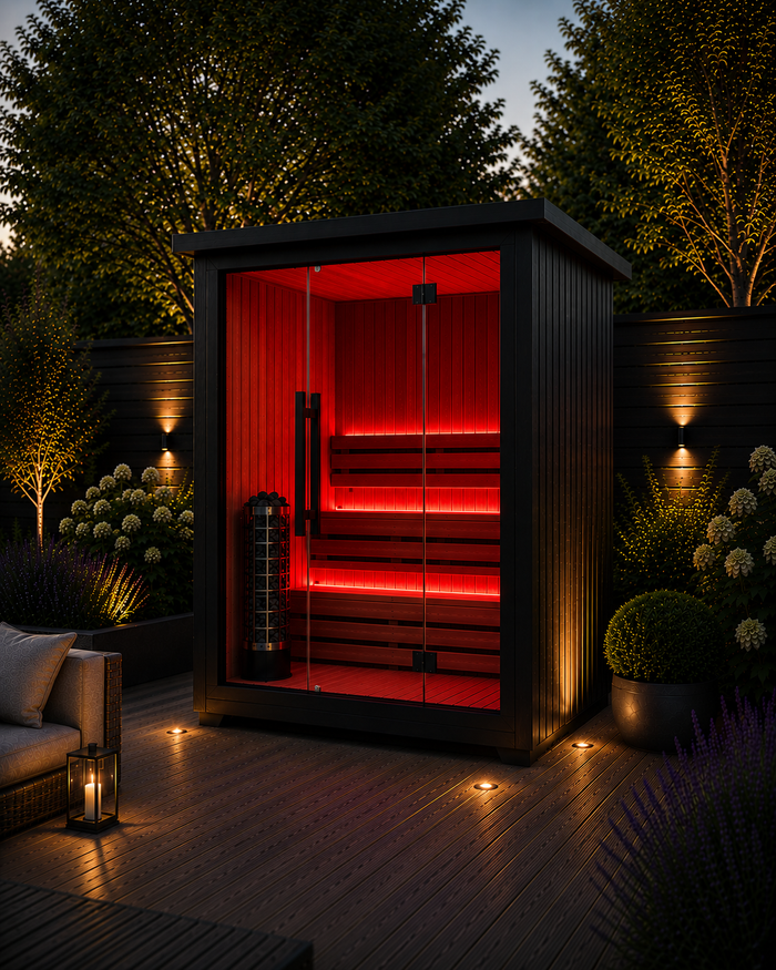 4-Person Black Outdoor Traditional Sauna