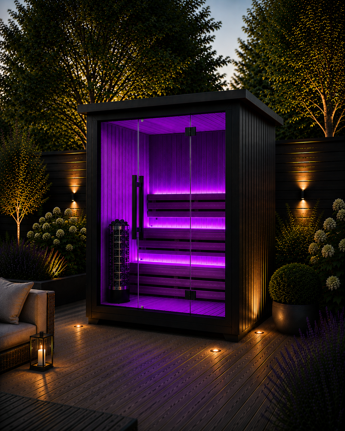 4-Person Black Outdoor Traditional Sauna