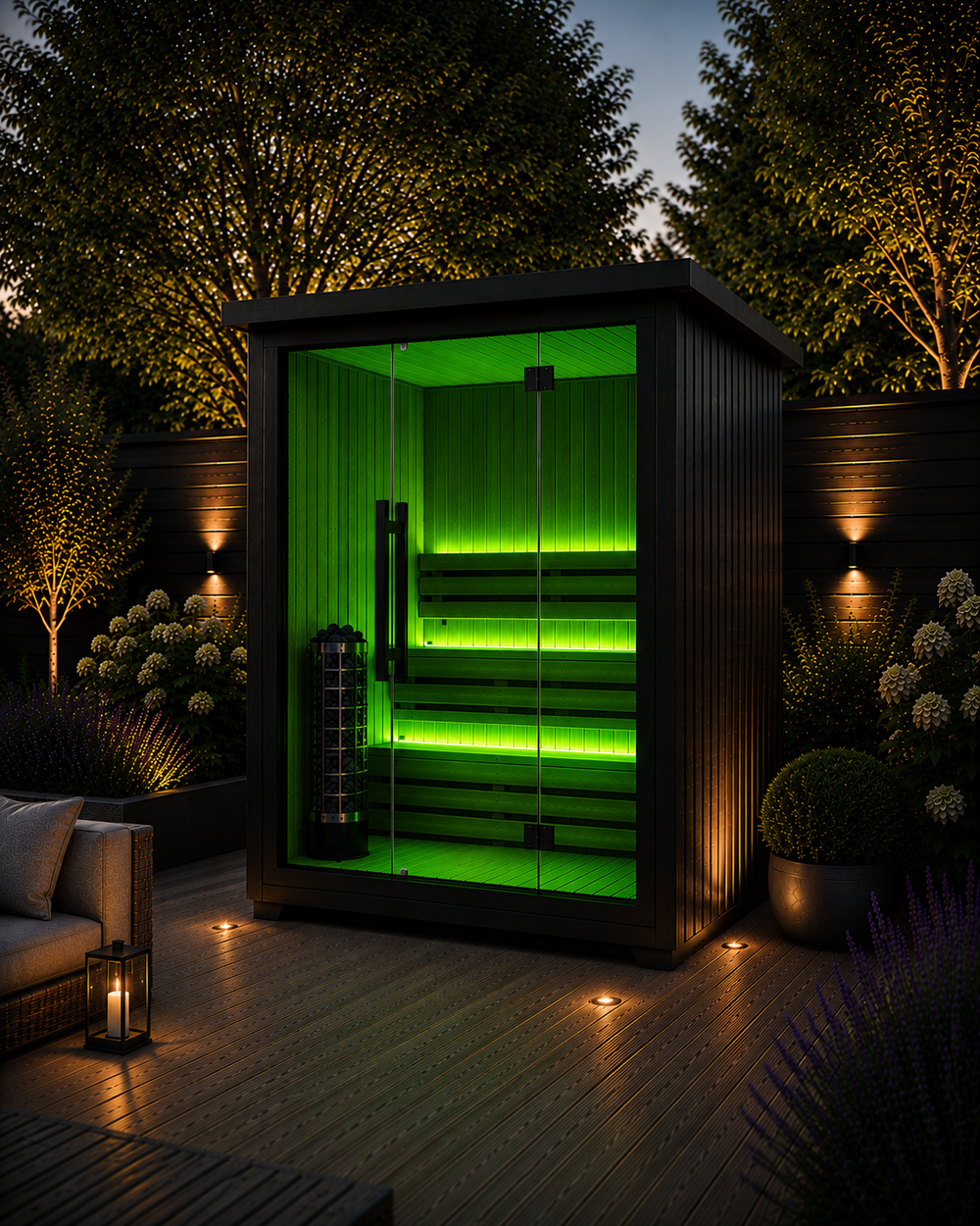 4-Person Black Outdoor Traditional Sauna