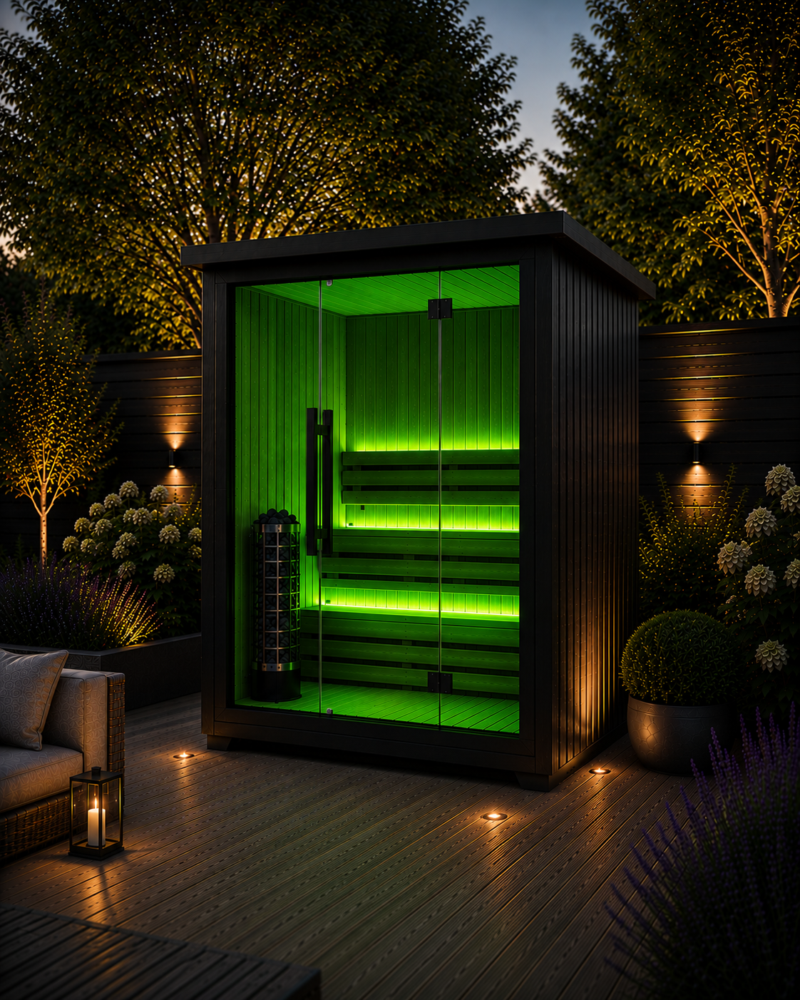 4-Person Black Outdoor Traditional Sauna