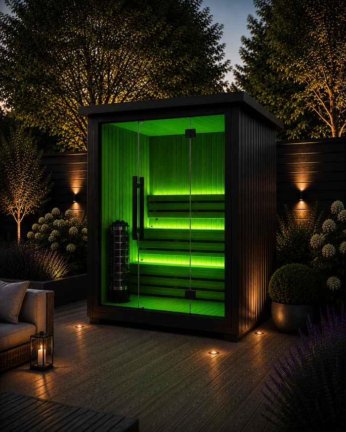 4-Person Black Outdoor Traditional Sauna
