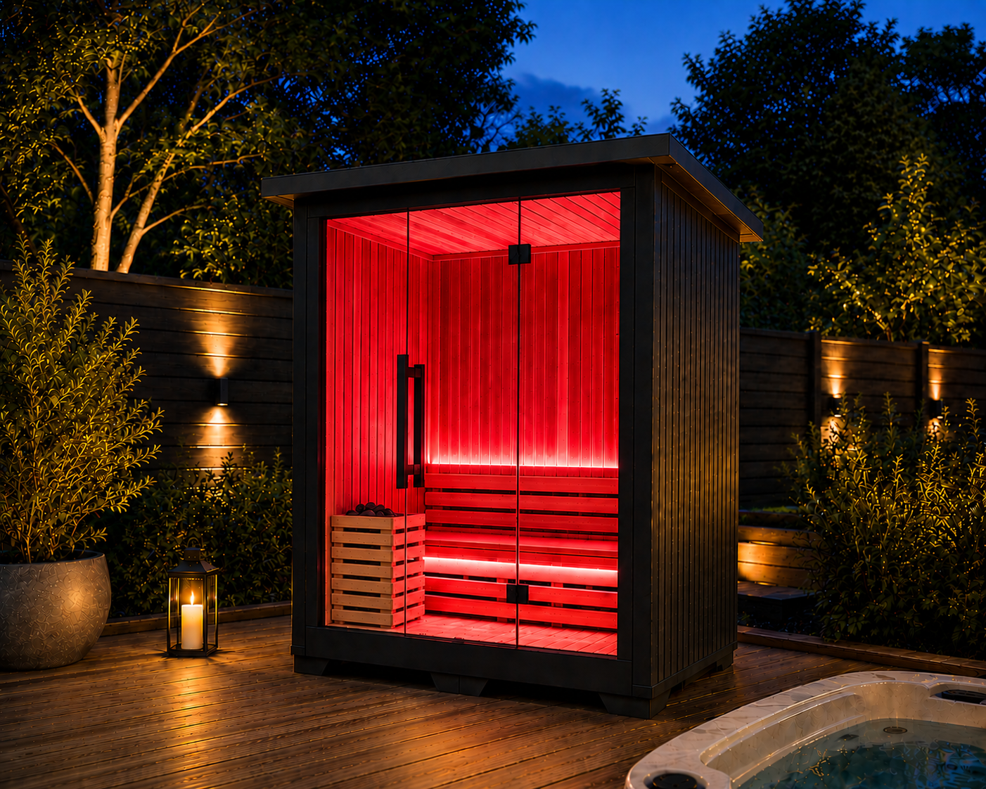 2-Person Black Jaguar Outdoor Traditional Sauna