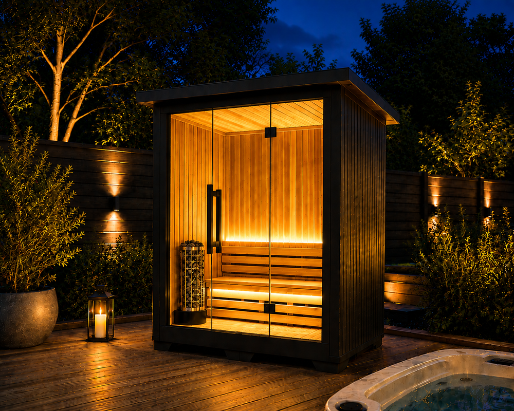 2-Person Black Jaguar Outdoor Traditional Sauna