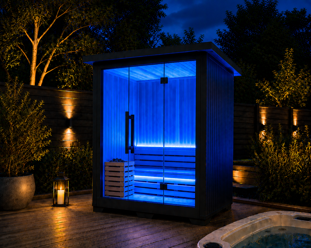 2-Person Black Jaguar Outdoor Traditional Sauna