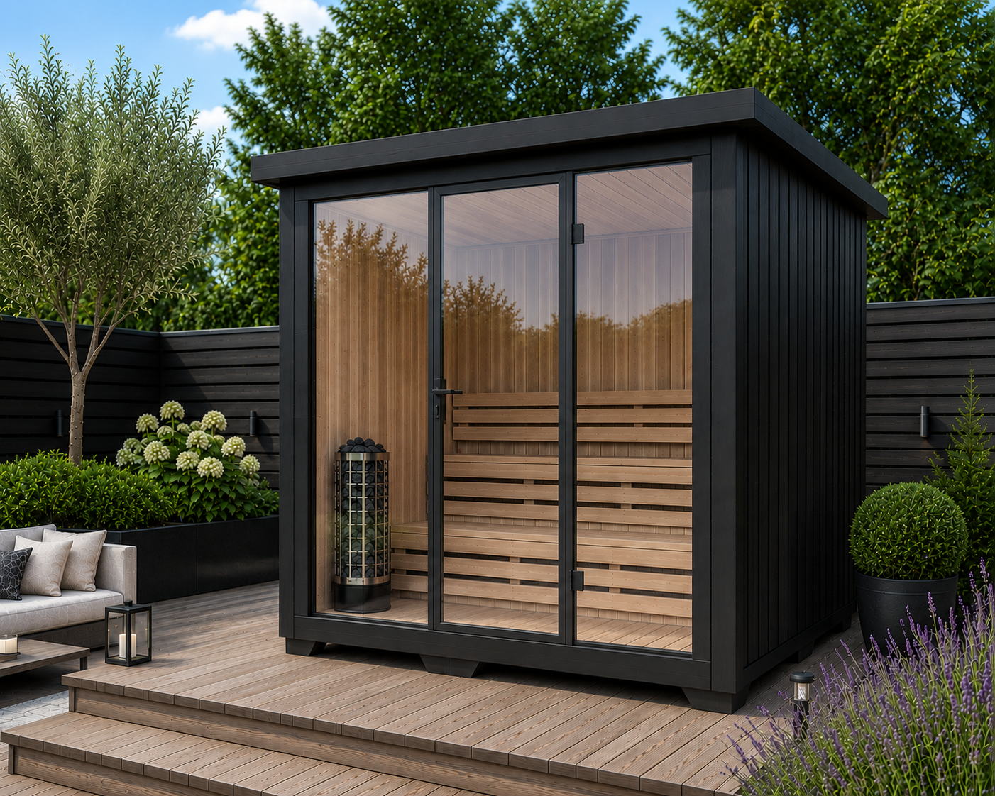 6 Person Black Jaguar Edition Outdoor Traditional Sauna