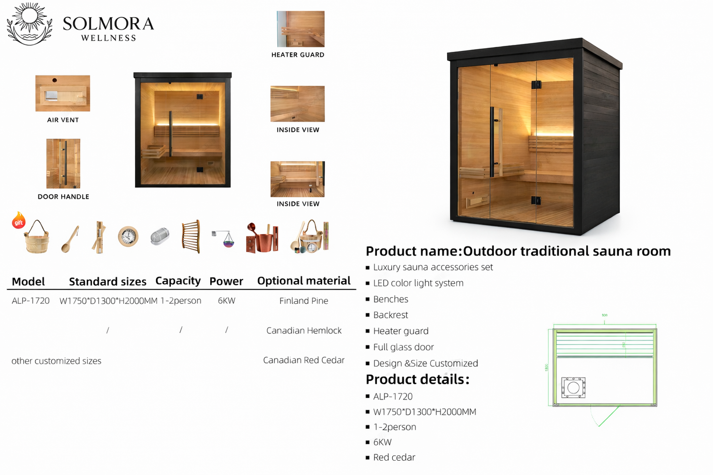 Black Outdoor Traditional Sauna